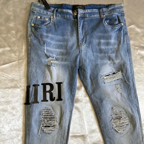 AMIRI Blue Distressed Men's Jeans Size 38X28 - Picture 2 of 14